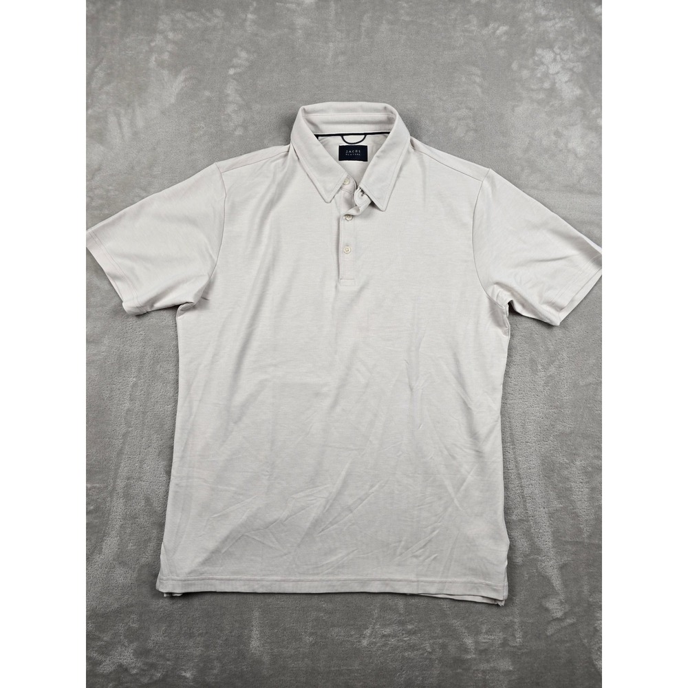 Jachs New York Polo Shirt Mens Large Cream Short‎ Sleeve Modal Blend
